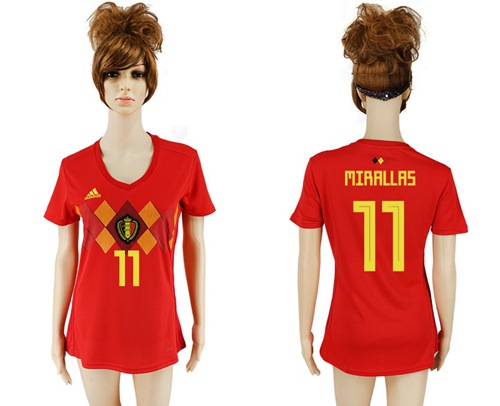 Women's Belgium #11 Mirallas Red Home Soccer Country Jersey - Click Image to Close